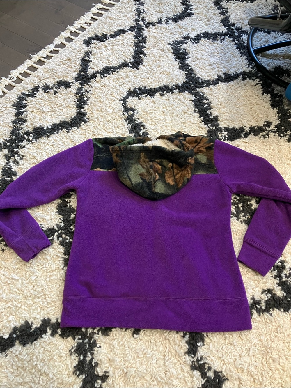 Women’s Purple Fleece Zip-Up Hoodie with Camo Yoke - Picture 2 of 3